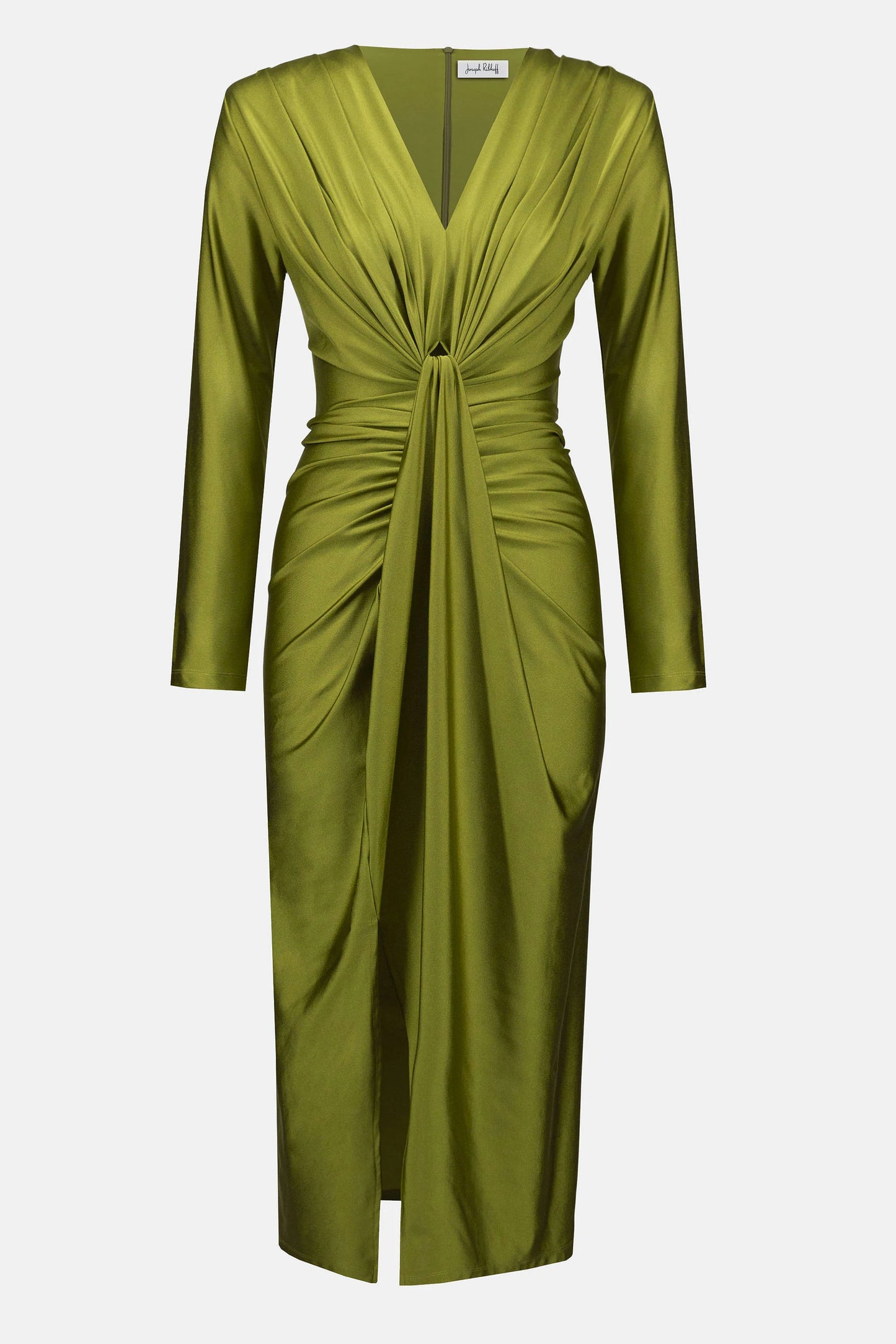 Joseph Ribkoff - Satin Effect Knit Draped V-Neck Sheath Dress 253714