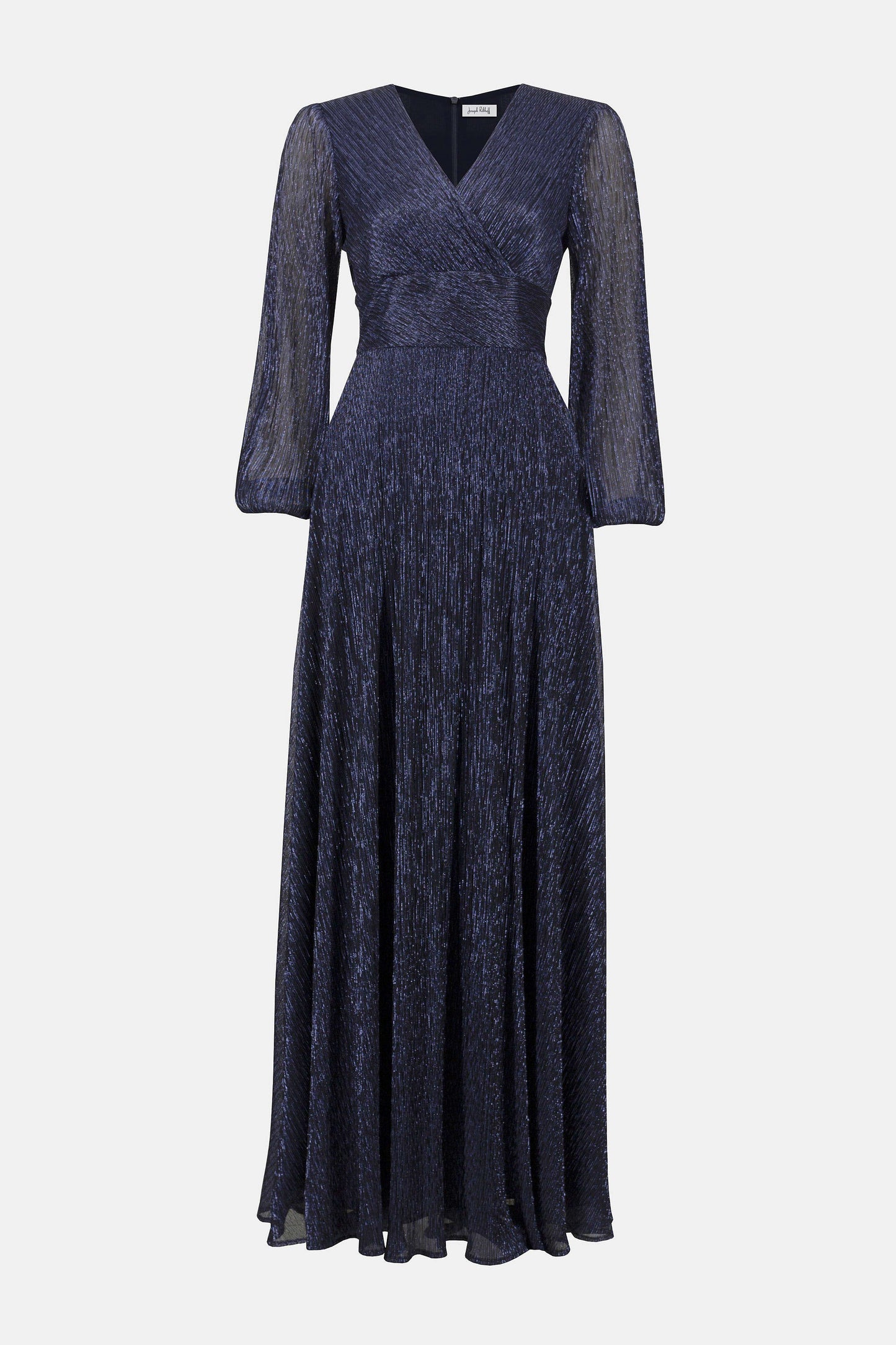 Joseph Ribkoff - Lurex Plissé Mesh Wrap-Front Gown