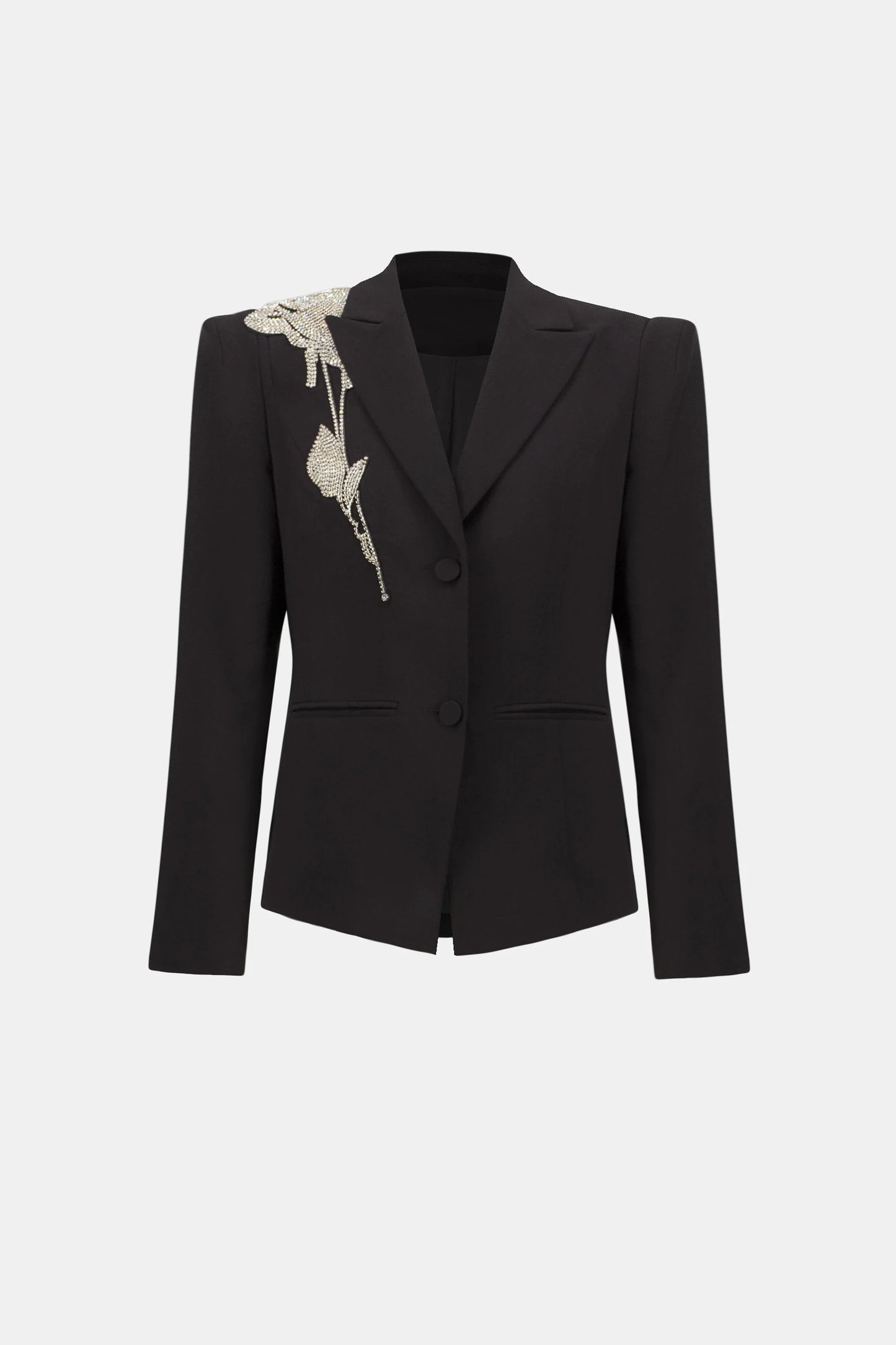 Joseph Ribkoff - Lux Twill Fitted Blazer With Rhinestone Appliqué in Black 263745