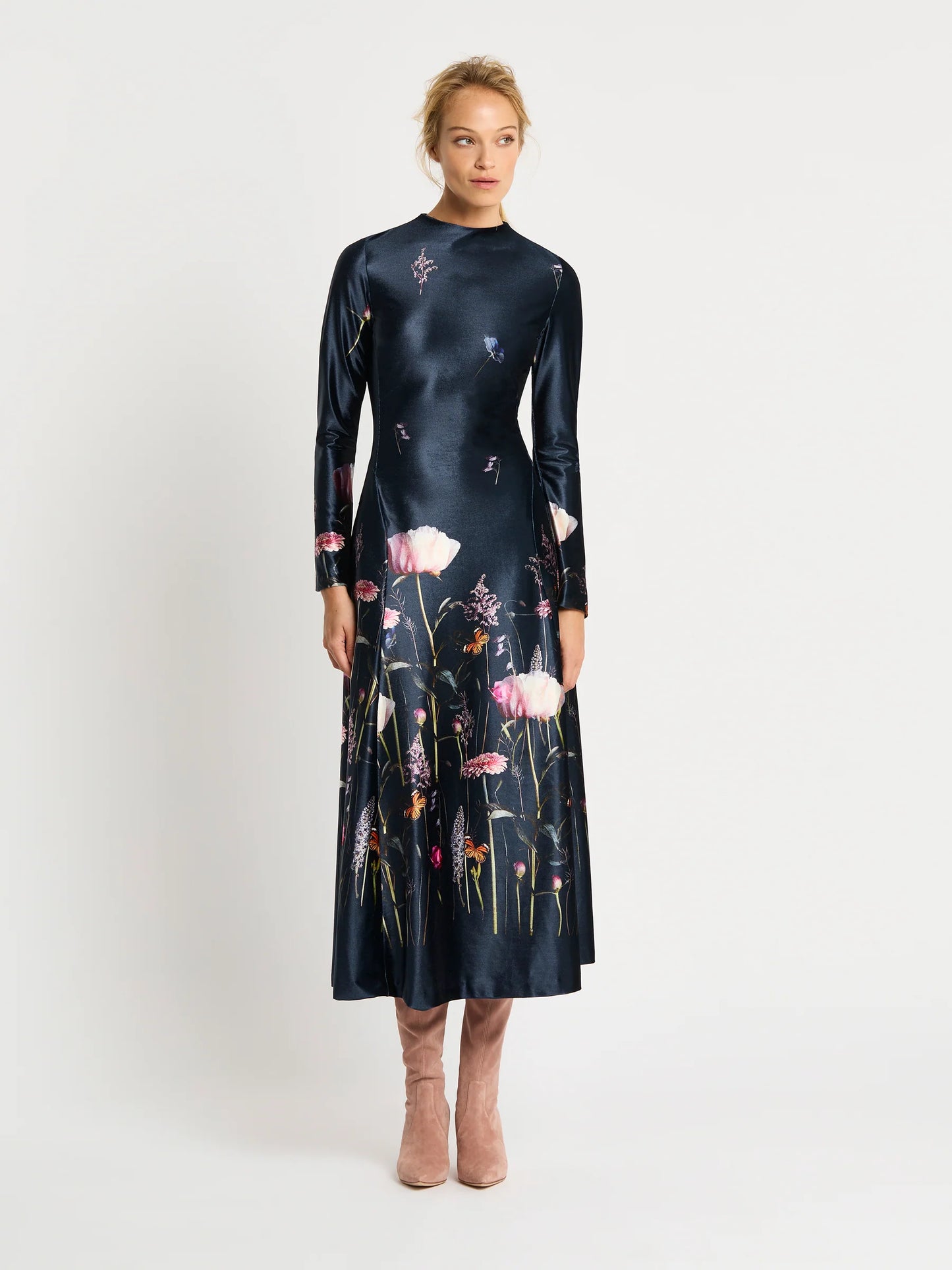 Moss & Spy - Ariana A-Line Navy Floral