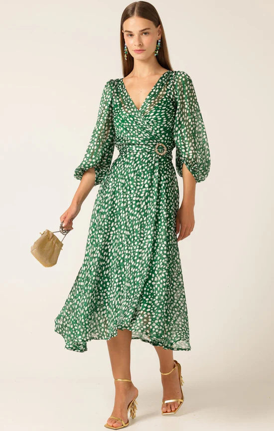 Sacha Drake - Cloudland Wrap Dress Green White Spot