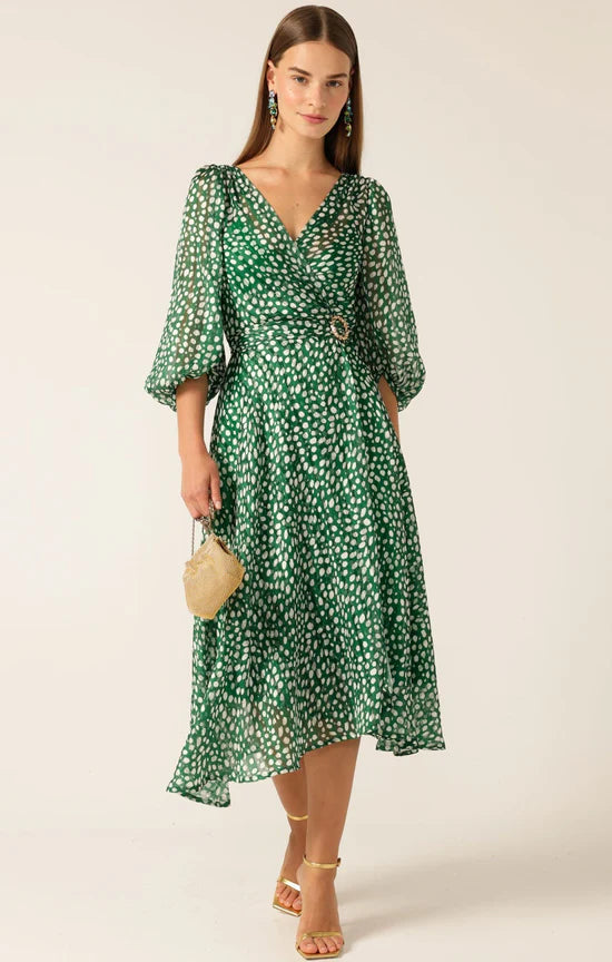Sacha Drake - Cloudland Wrap Dress Green White Spot