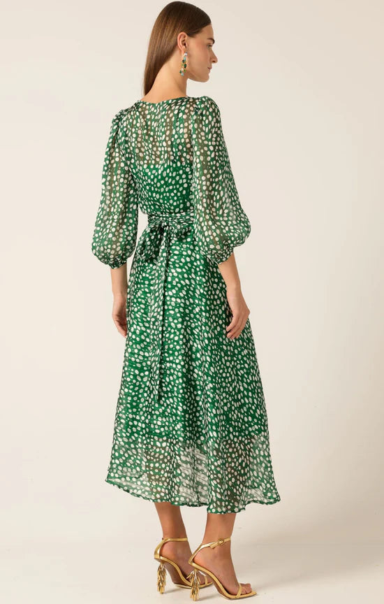 Sacha Drake - Cloudland Wrap Dress Green White Spot
