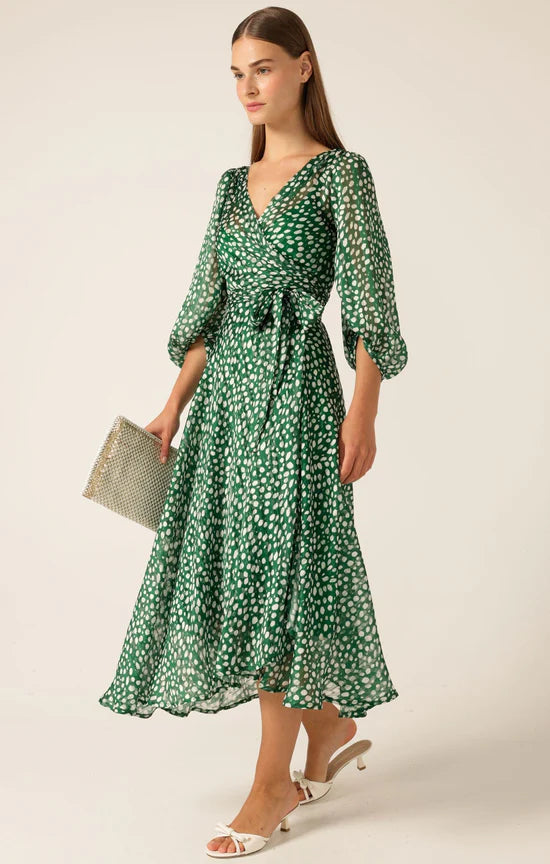 Sacha Drake - Cloudland Wrap Dress Green White Spot