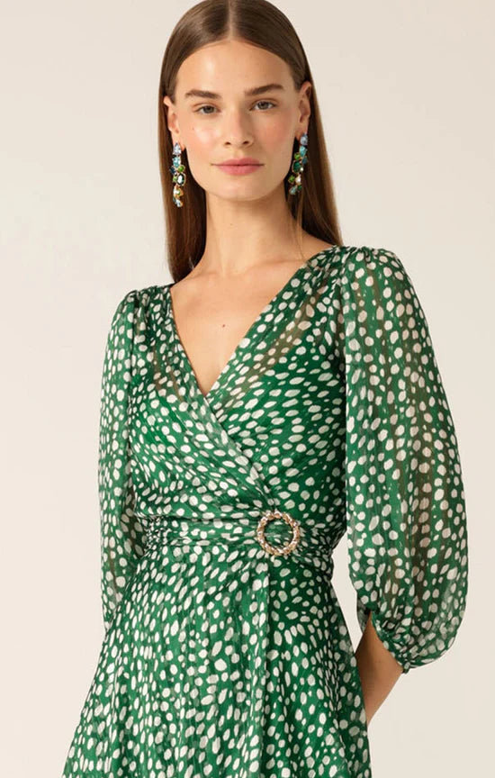 Sacha Drake - Cloudland Wrap Dress Green White Spot