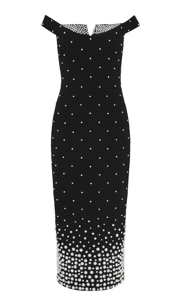 Midi Dress Black Dress With White Design Aspirations Brighton