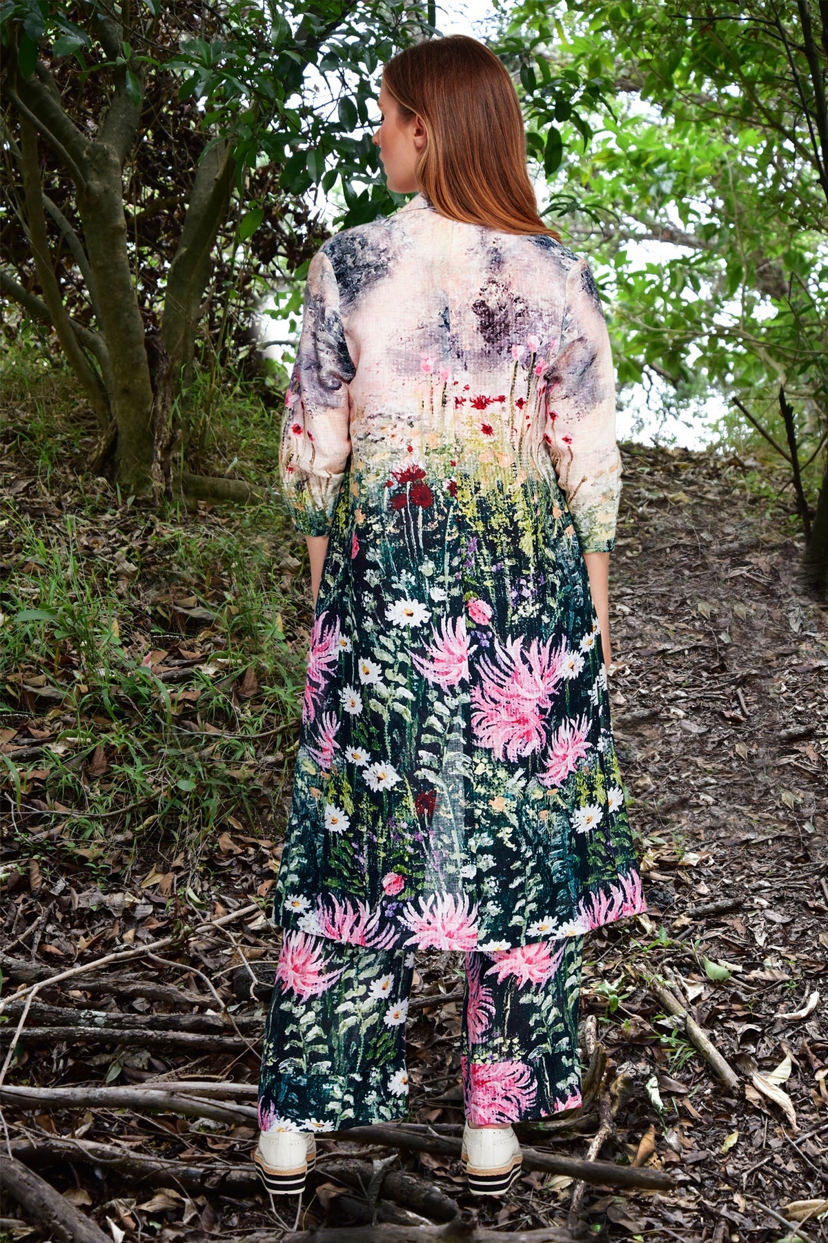 Curate - Star Duster Coat Black Floral