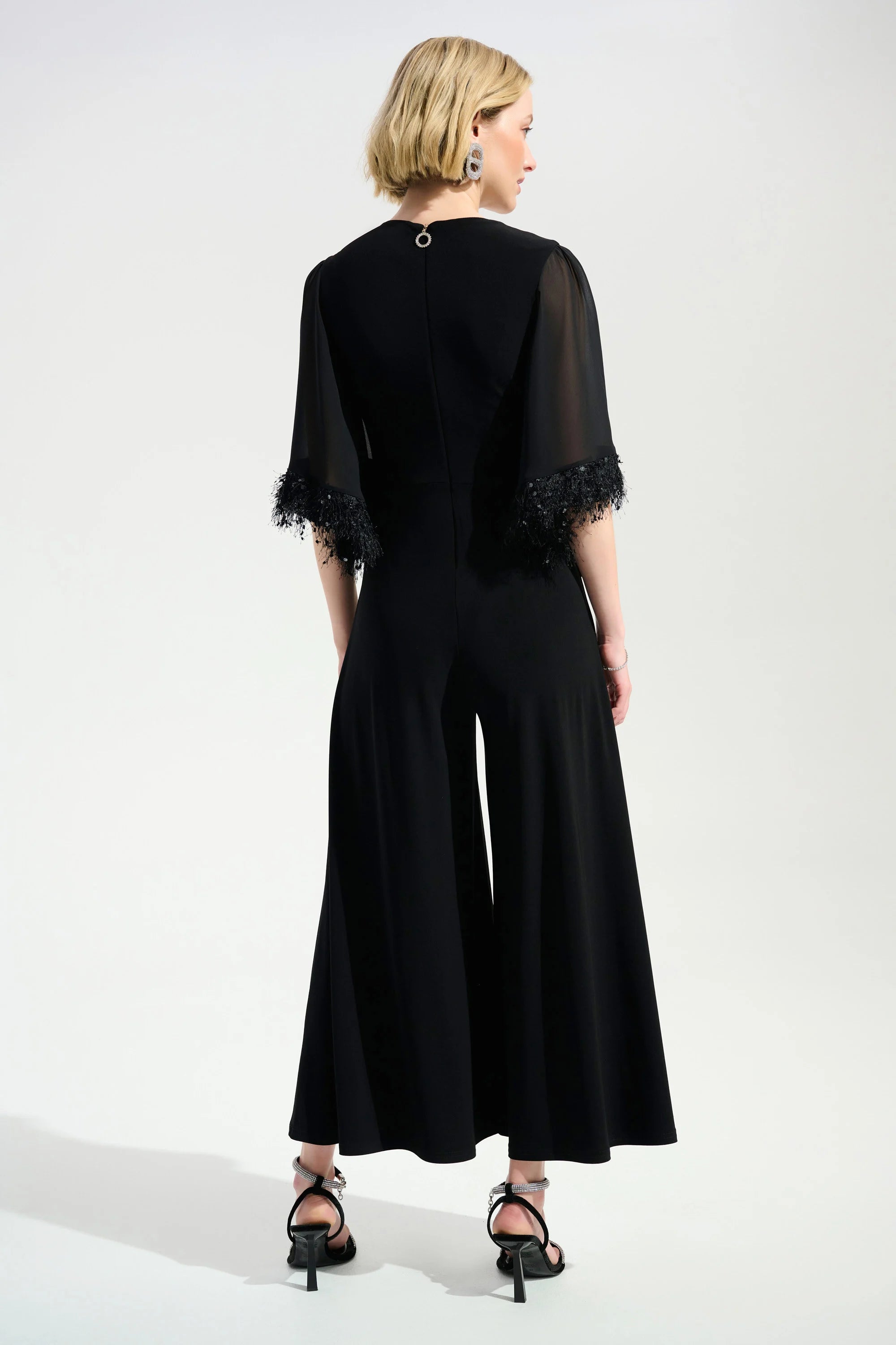 Joseph Ribkoff - Silky Knit Wide Leg Jumpsuit With Chiffon Sleeves 261761