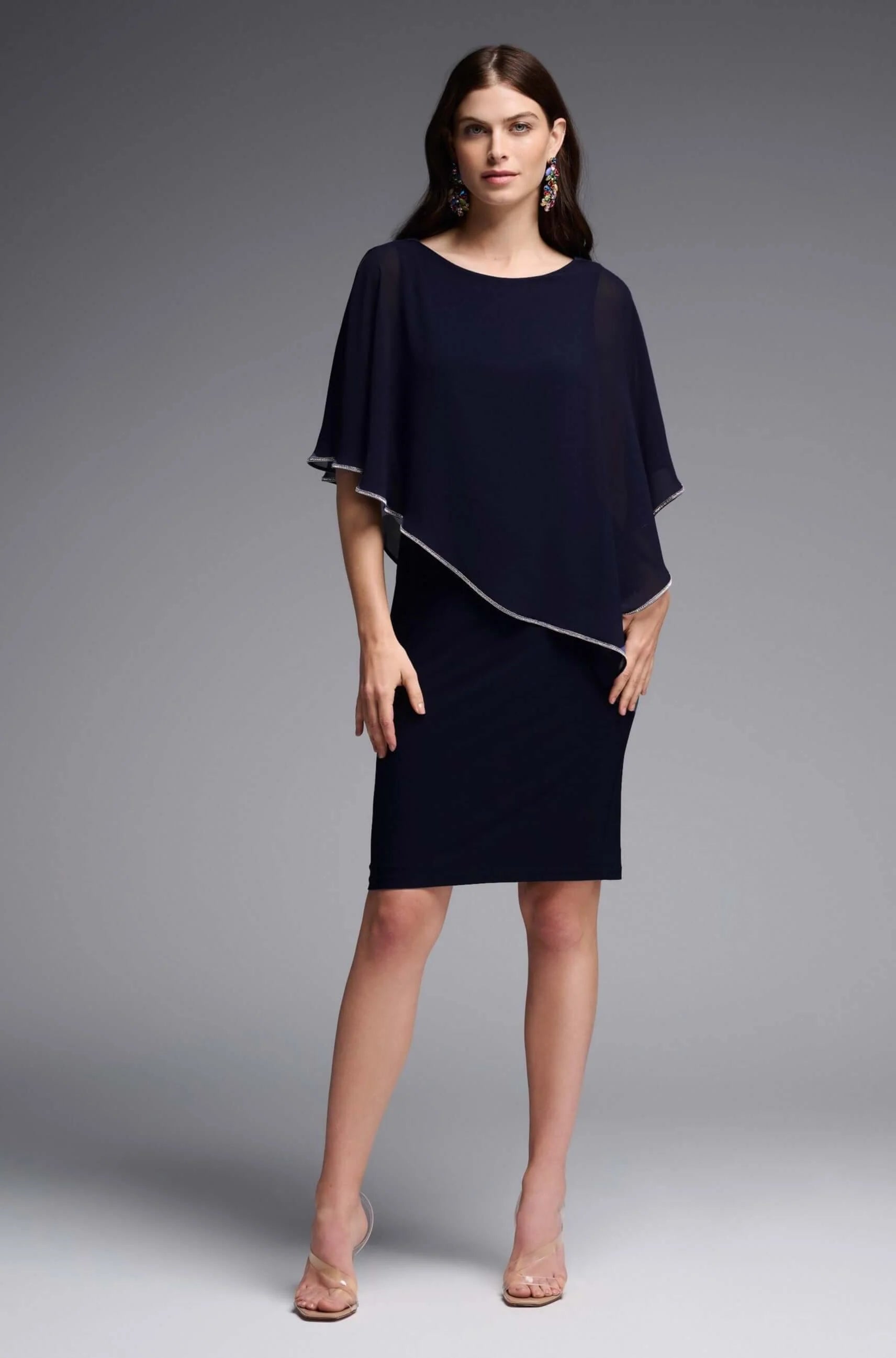 Joseph Ribkoff - Layered Dress With Cape Overlay Midnight 223762