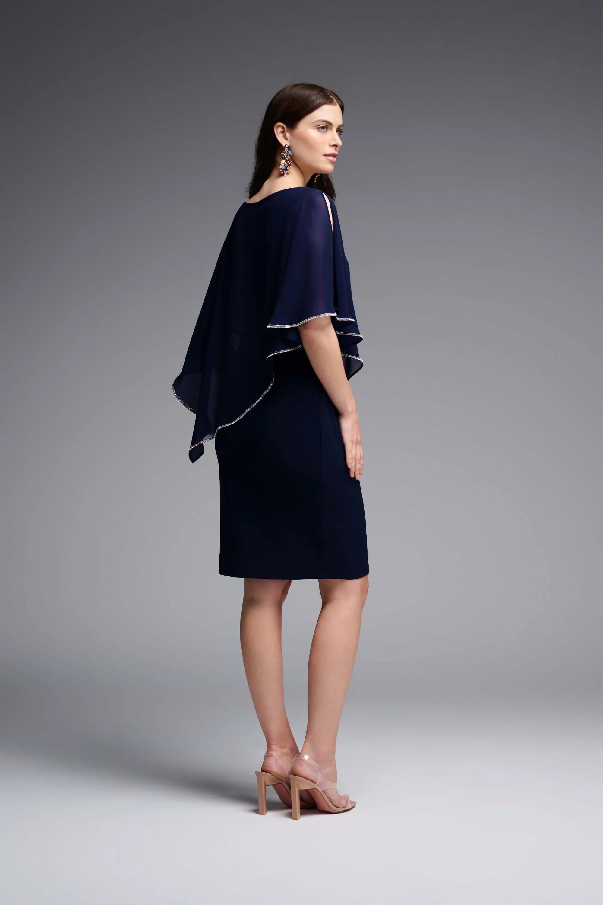 Joseph Ribkoff - Layered Dress With Cape Overlay Midnight 223762
