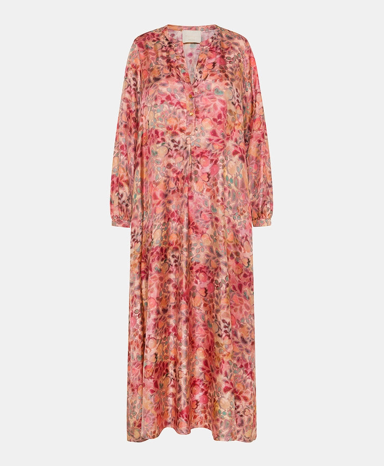 Momoni - Amede Dress in Printed Silk Twill Multicolour Pink