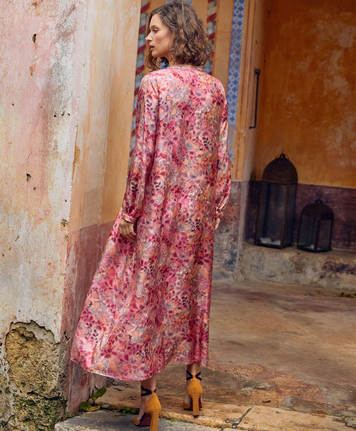 Momoni - Amede Dress in Printed Silk Twill Multicolour Pink