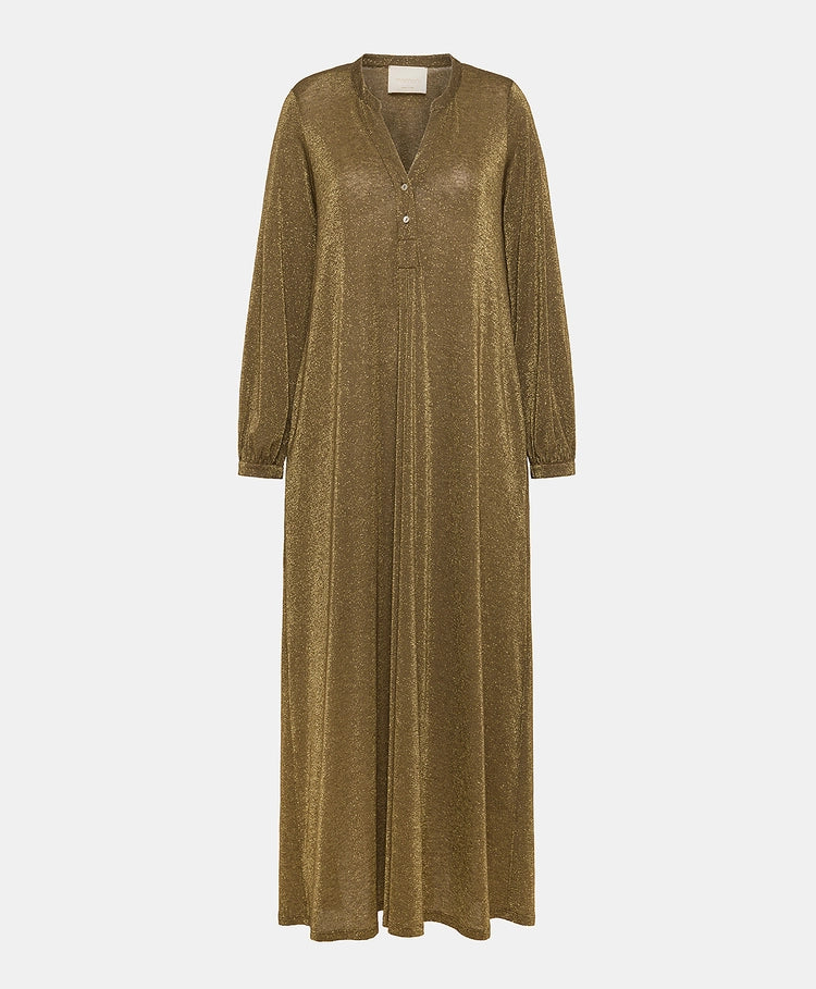 Momoni - Amede Dress in Lurex Jersey Cigar Brown