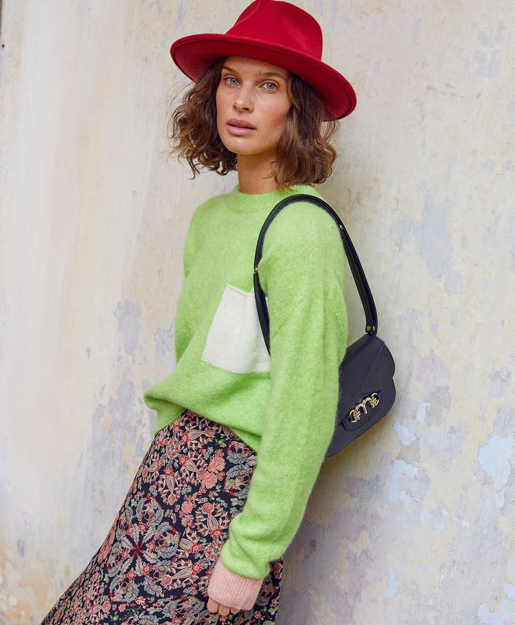 Momoni - Abete Knit Colour Block Baby Alpaca - Acid Green