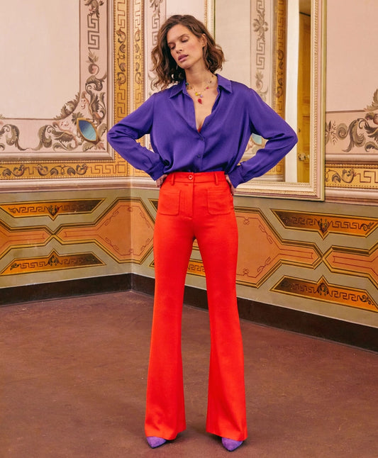 Momoni - Gilbert Pant in Stretch Viscose Cady Red