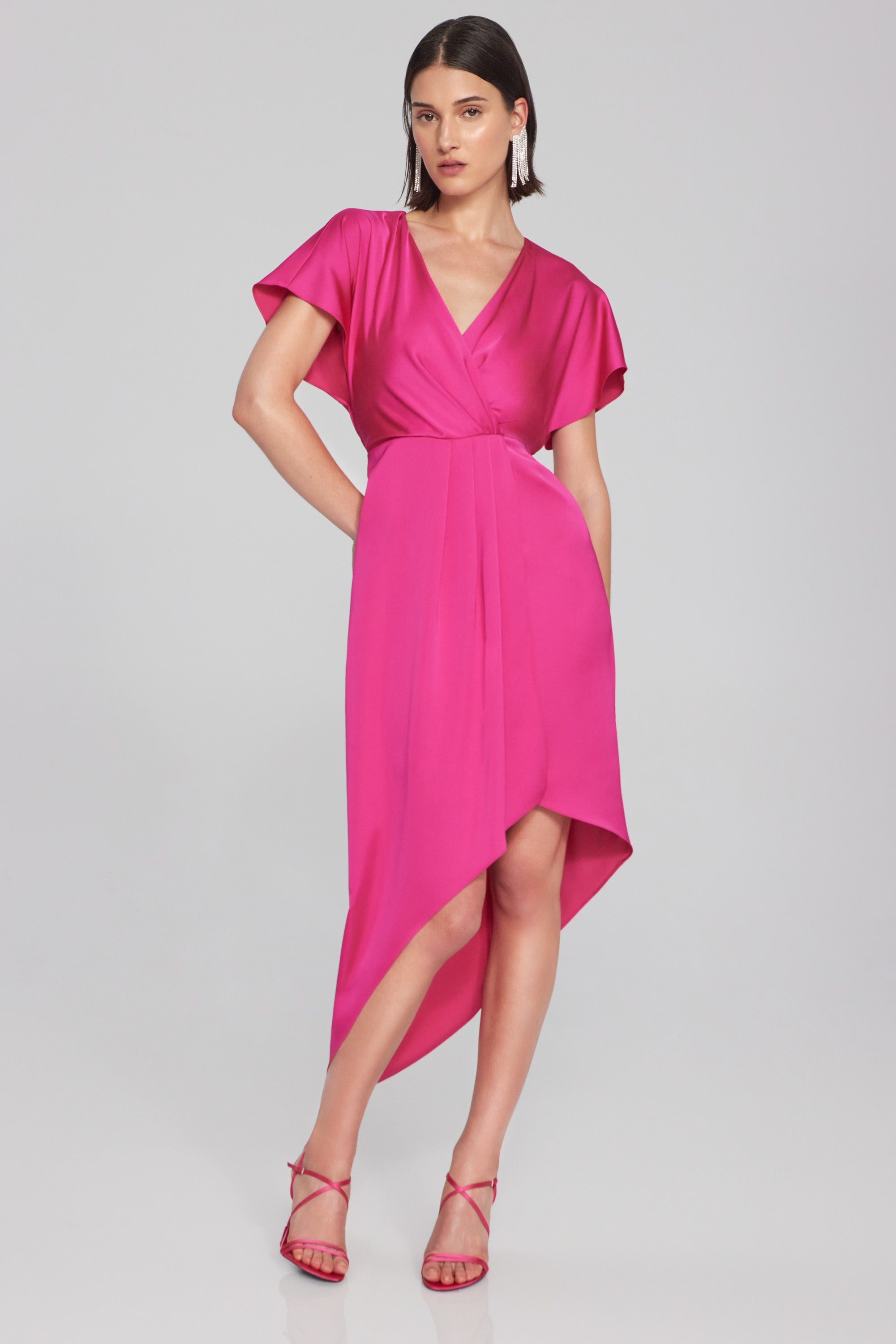 Joseph Ribkoff - Satin Asymmetrical Flowy Wrap Dress 241777