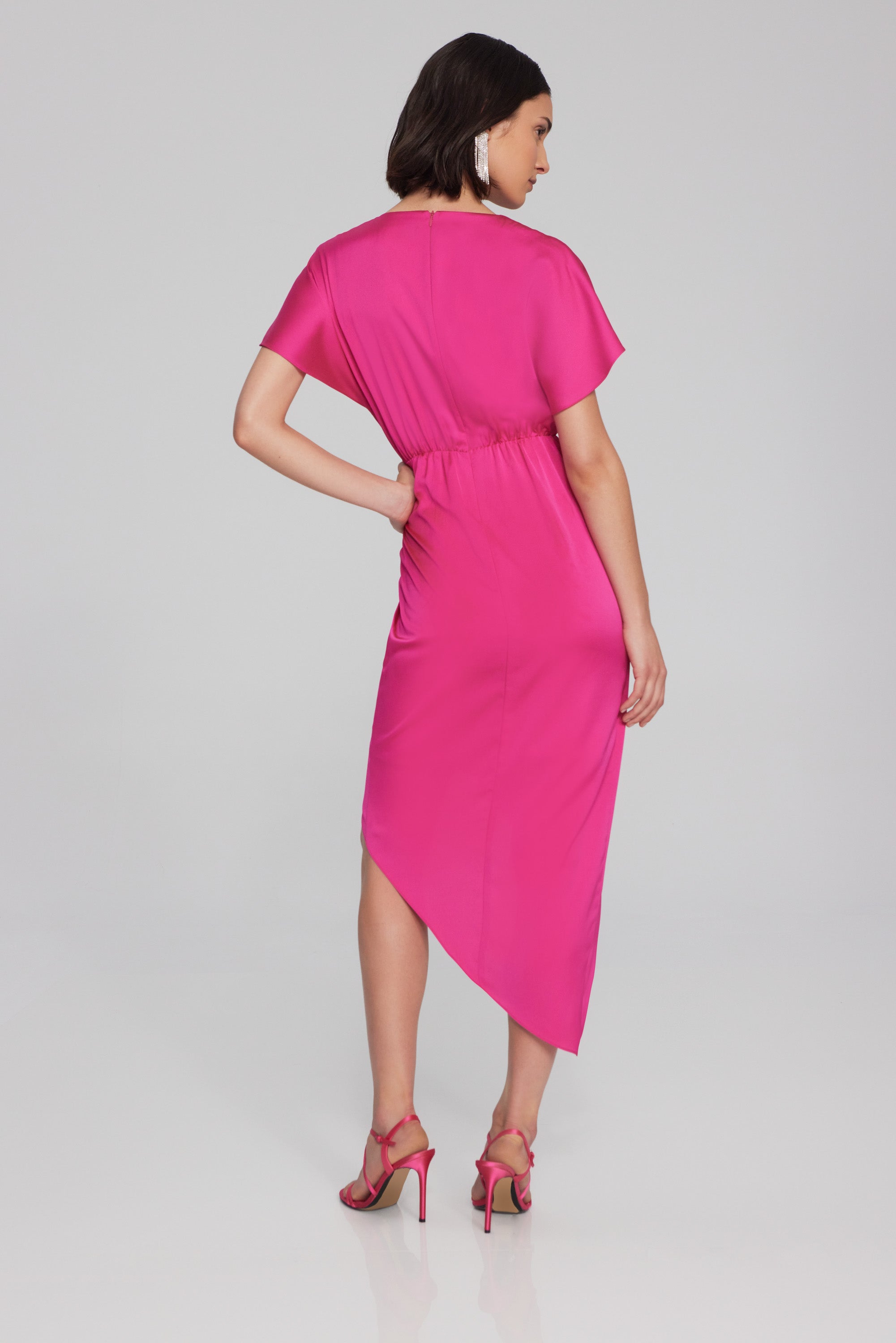 Joseph Ribkoff - Satin Asymmetrical Flowy Wrap Dress 241777
