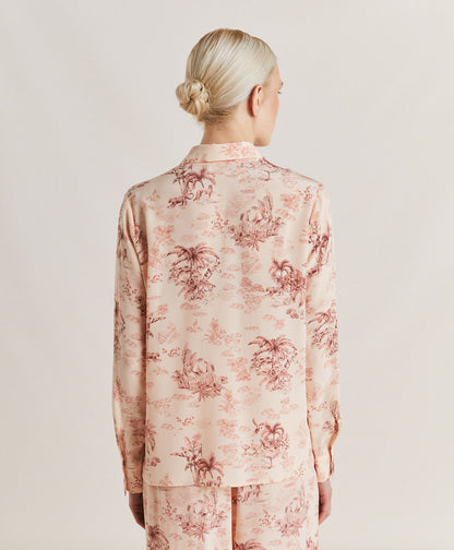 Momoni - Simon Shirt in Crepe De Chine - Rose/Dark Cherry