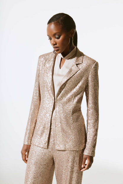 Joseph Ribkoff - Sequined Straight Blazer in Matte Gold 243772