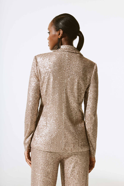 Joseph Ribkoff - Sequined Straight Blazer in Matte Gold 243772