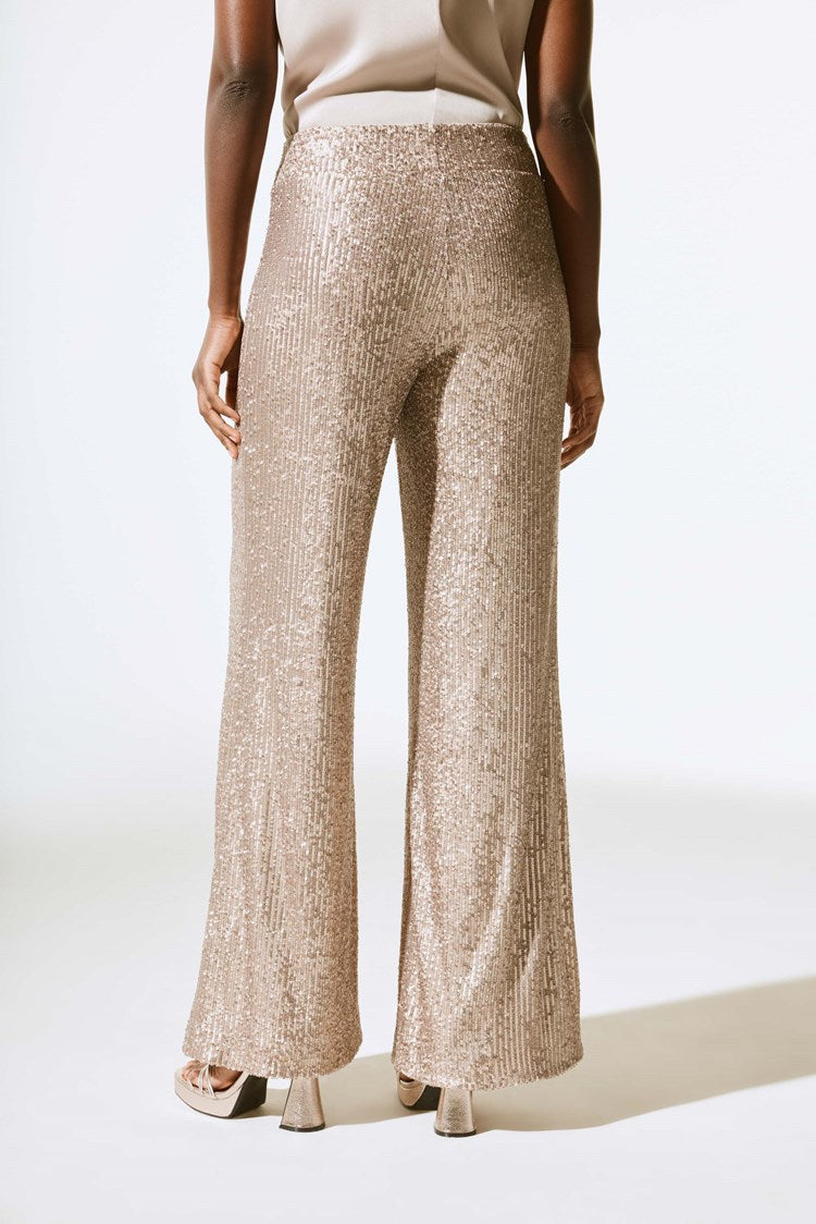 Joseph Ribkoff - Sequined Wide Leg Pants in Matte Gold 243773