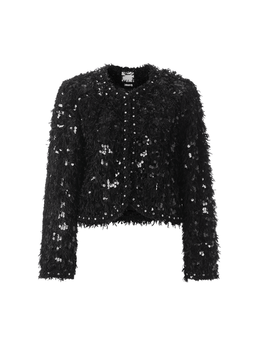 Rich & Royal - Short Feather with Sequin Jacket Black