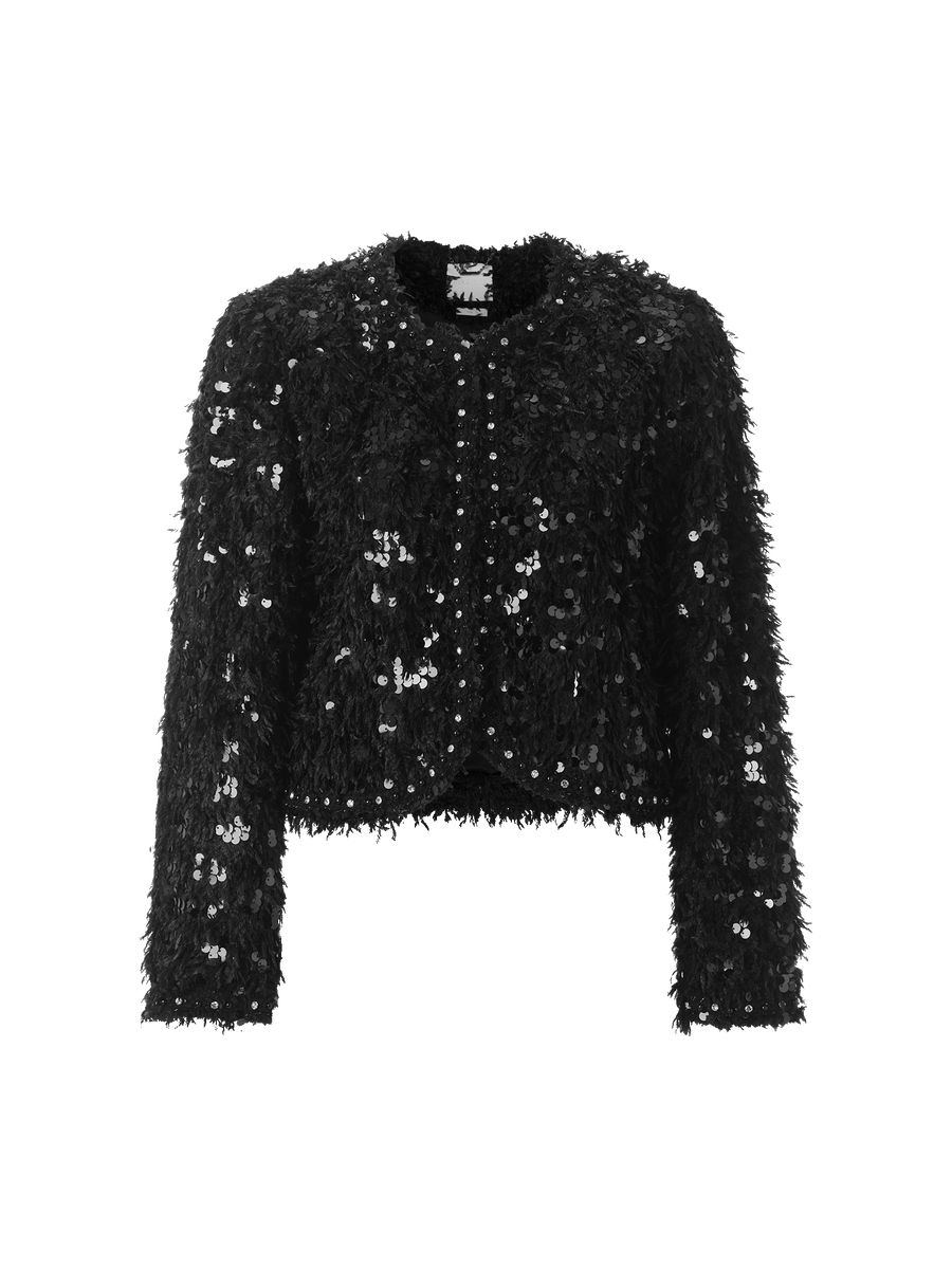 Rich & Royal - Short Feather with Sequin Jacket Black