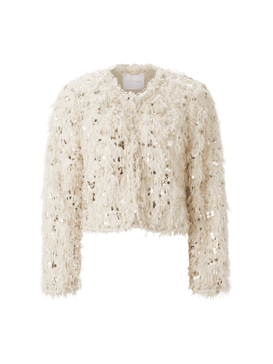 Rich & Royal - Short Feather with Sequin Jacket Gold