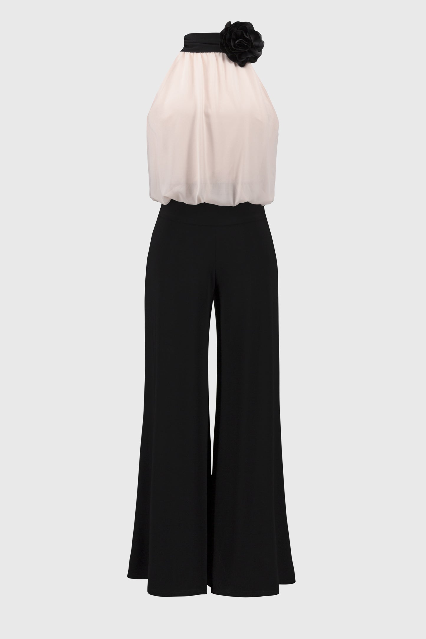 Joseph Ribkoff - Silky Knit and Chiffon Wide Leg Jumpsuit - Black/Quartz