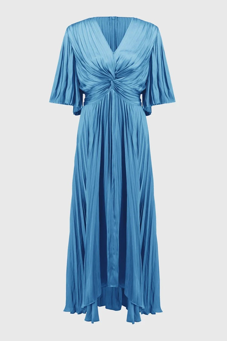 Joseph Ribkoff - Pleated Satin Midi Dress Coastal Blue 251903