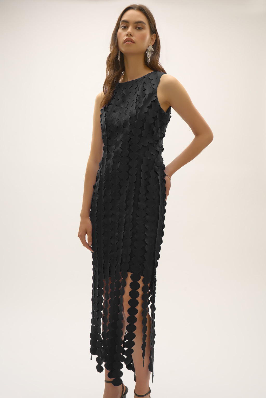 Joseph Ribkoff - Scuba Knit Sheath Dress with Circle Fringes 252712