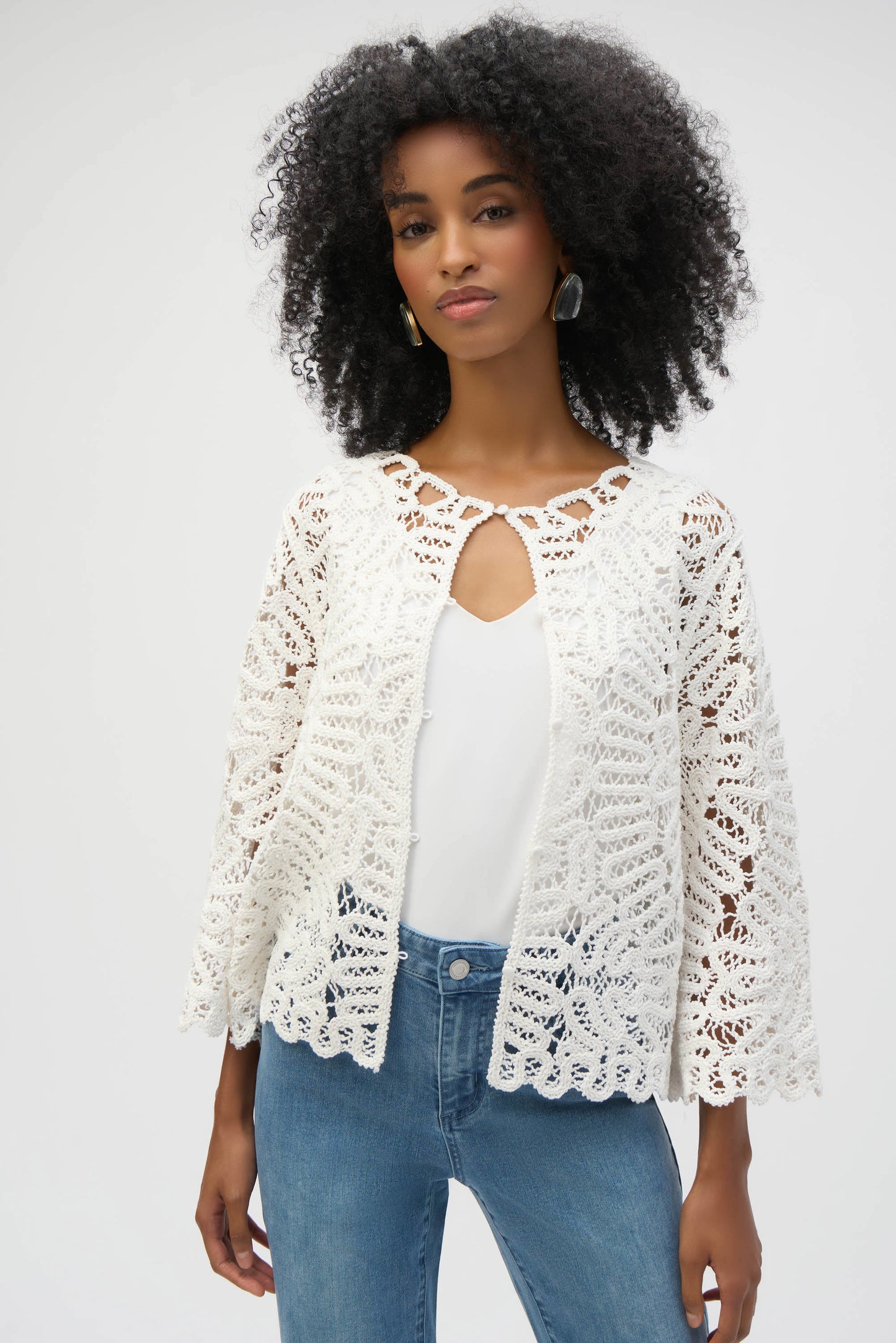 Joseph Ribkoff - Crochet Sweater Knit Cover-Up - 252905