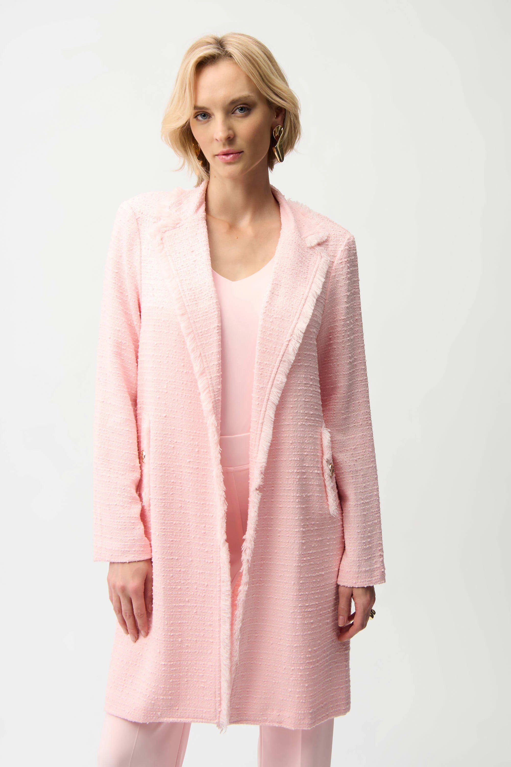 Joseph Ribkoff - Bouclé Straight Coat With Fringe Detail 261109