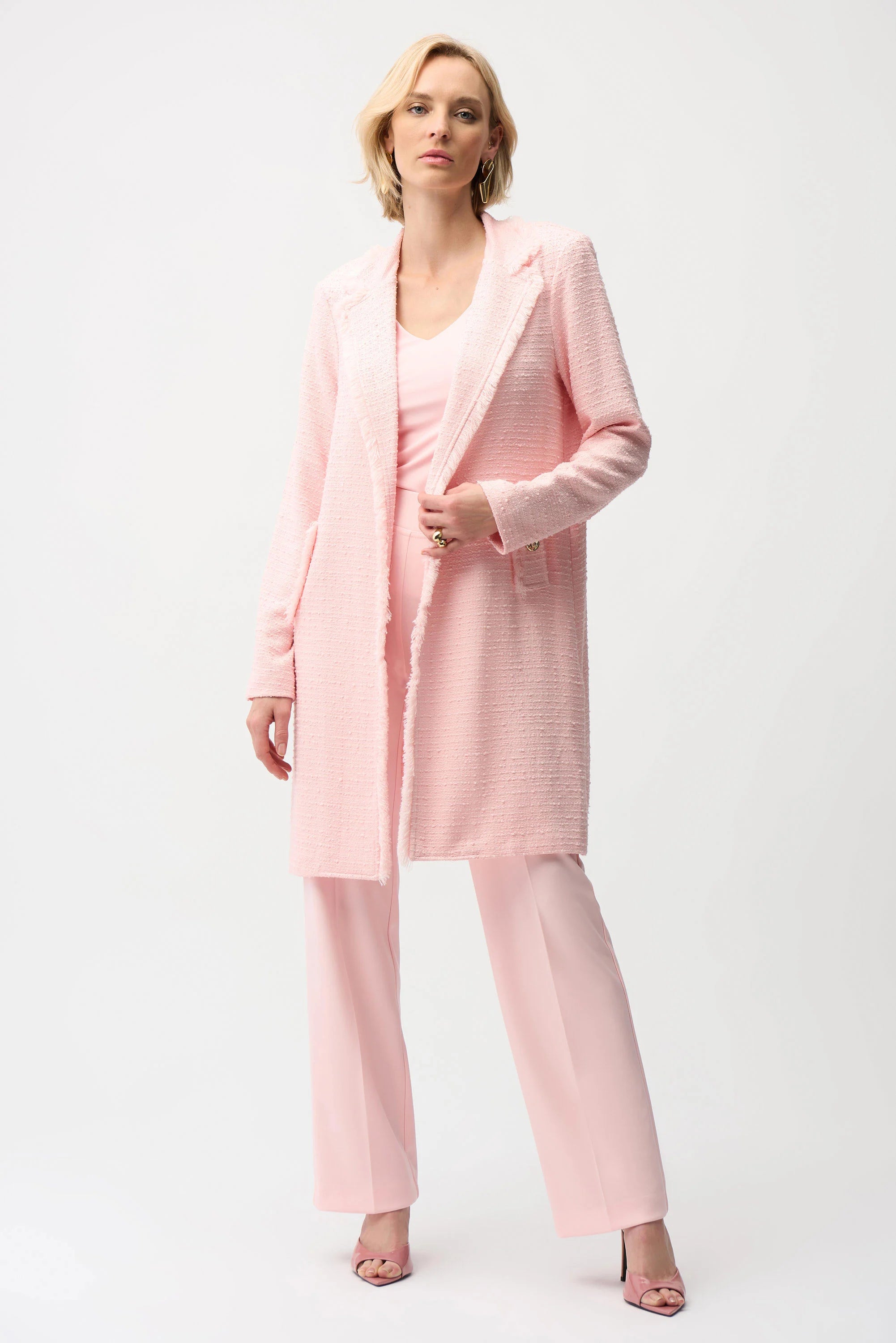 Joseph Ribkoff - Bouclé Straight Coat With Fringe Detail 261109