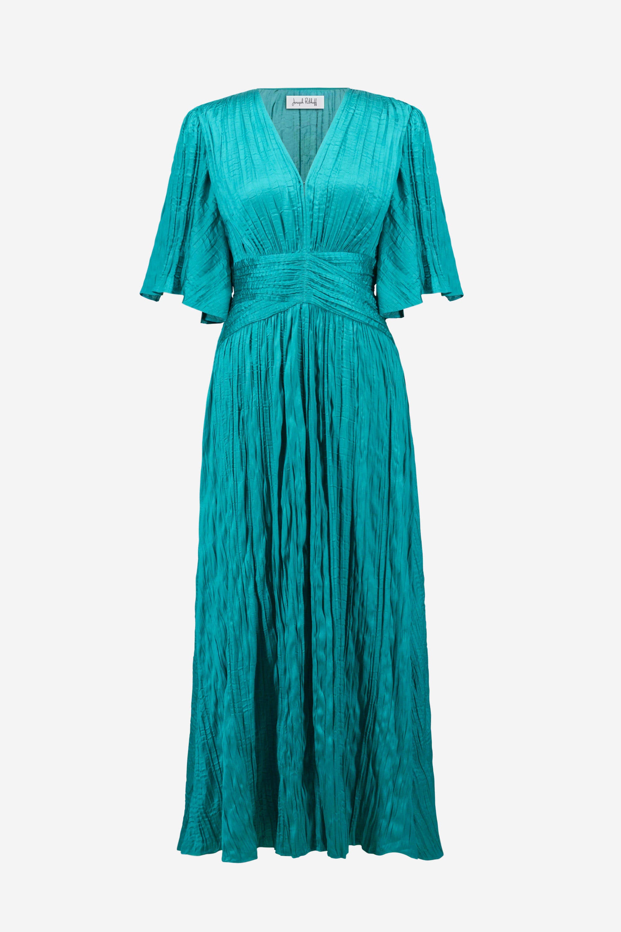 Joseph Ribkoff - Satin Fit and Flare Pleated Dress with Knot Waist Detail 261962