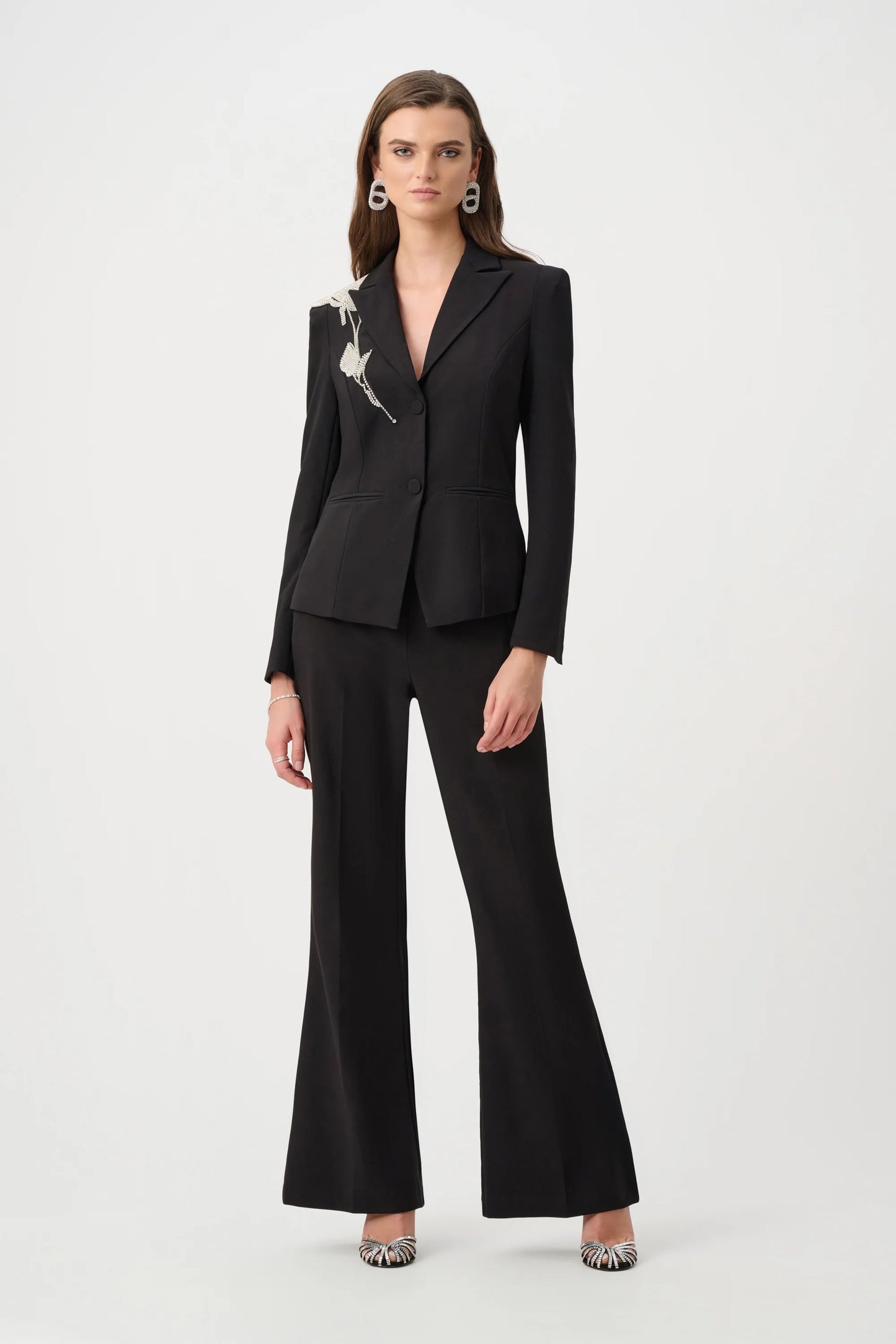 Joseph Ribkoff - Lux Twill Fitted Blazer With Rhinestone Appliqué in Black 263745