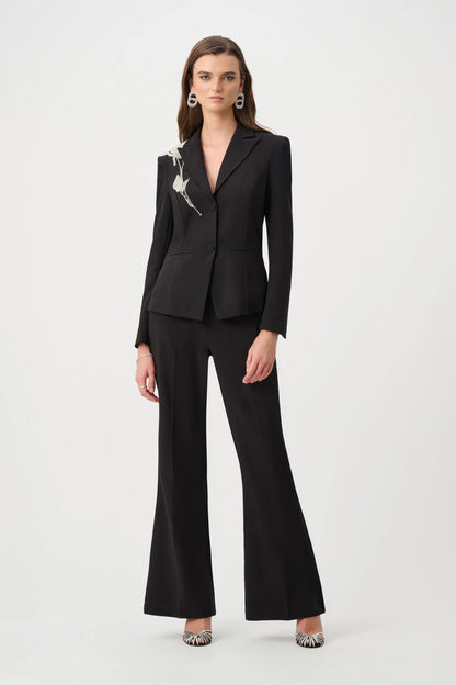 Joseph Ribkoff - Lux Twill Fitted Blazer With Rhinestone Appliqué in Black 263745