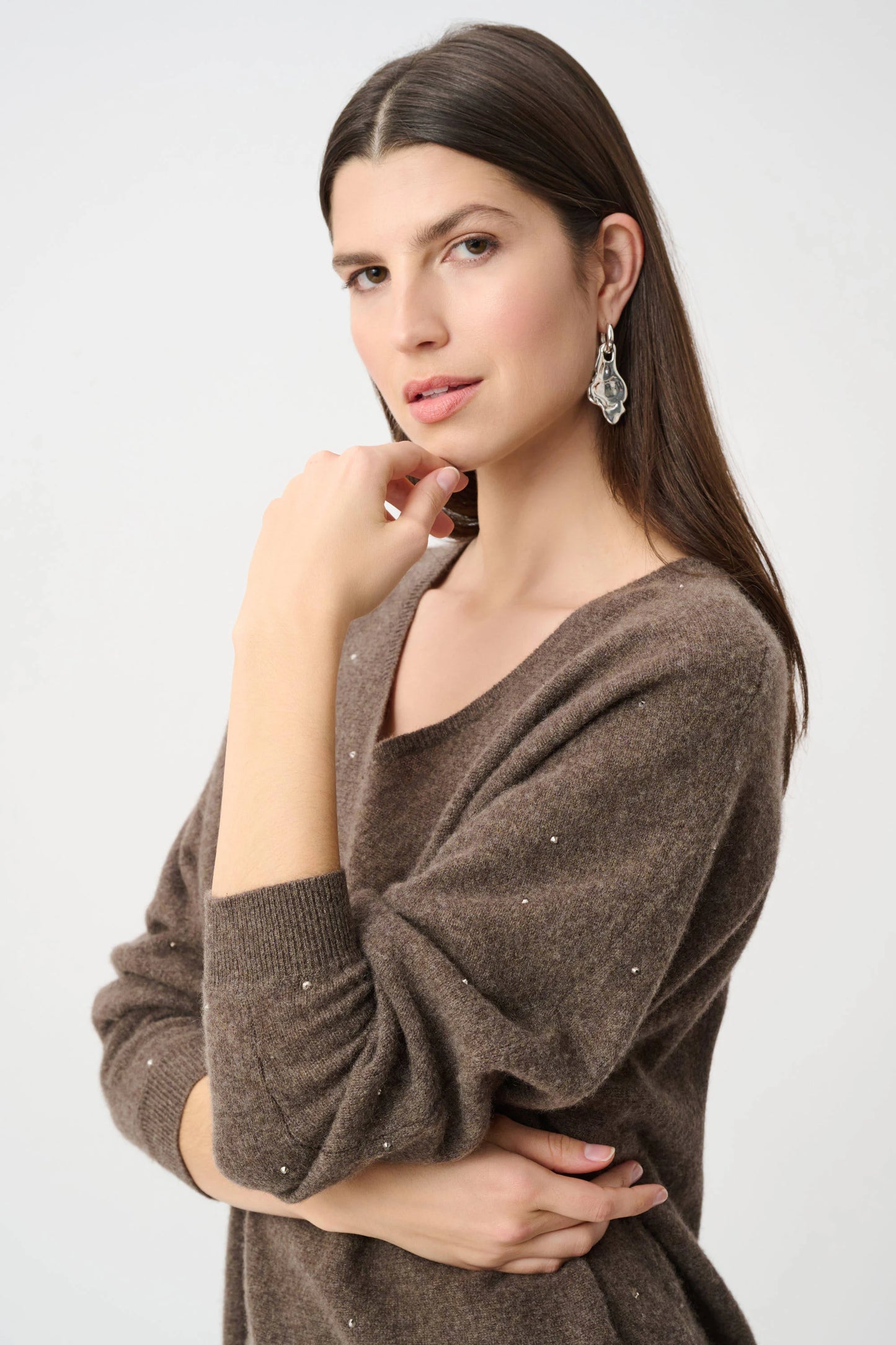 Joseph Ribkoff - Cashmere Boxy Sweater With Rhinestone Detail 263940