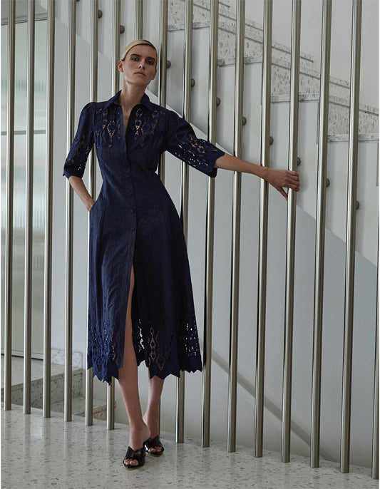 Moss & Spy - Alice Shirt Dress Navy