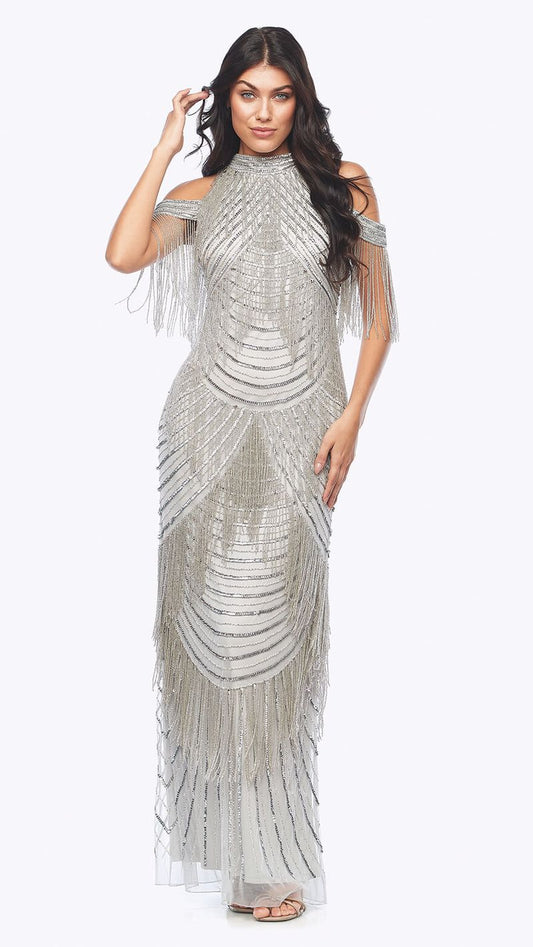 Zaliea - Long Beaded Dress Silver