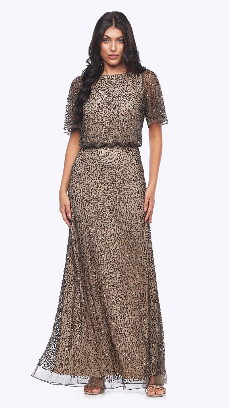 Zaliea - Long Stretch Sequin Dress Pewter
