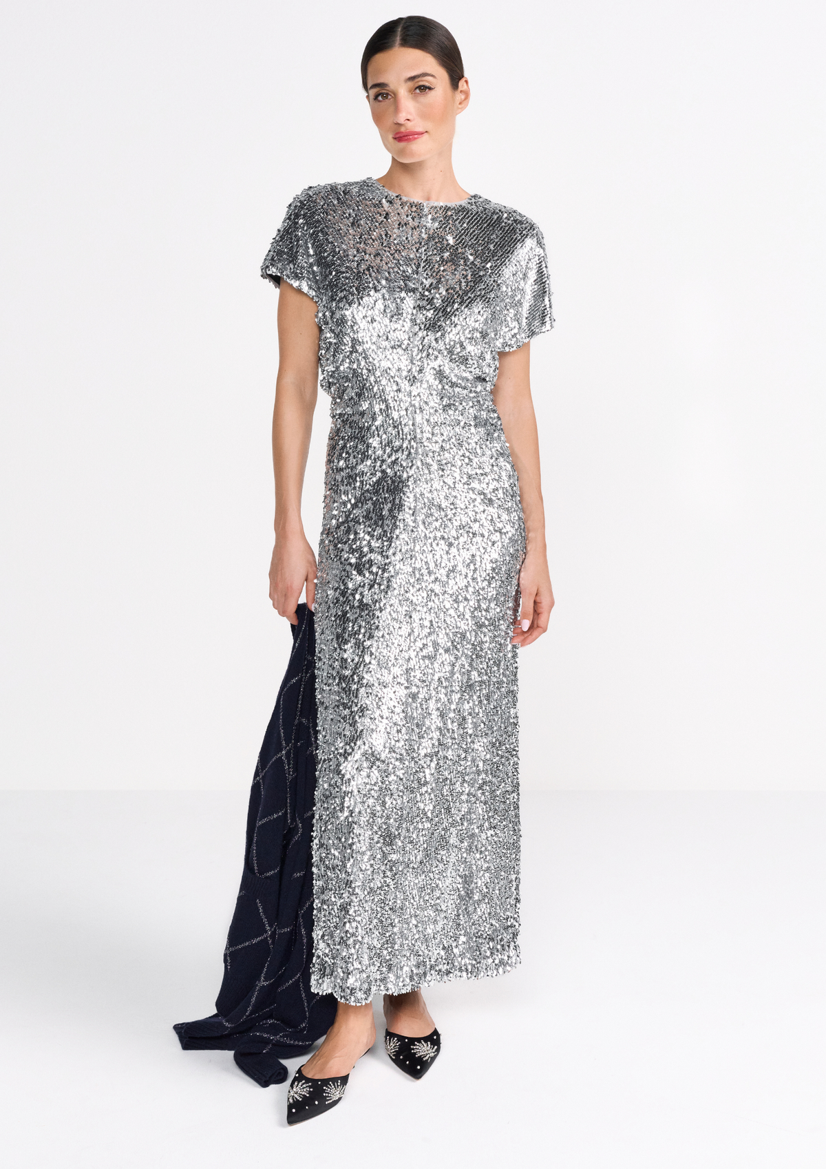 Rich & Royal - Maxi Sequin Dress Silver
