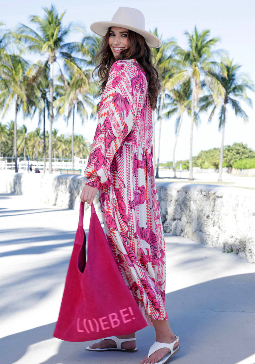 Miss Goodlife - Viscose Satin Dress Pink Tiger