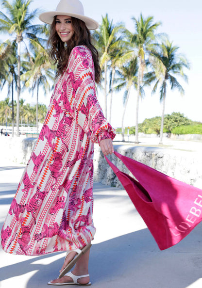 Miss Goodlife - Viscose Satin Dress Pink Tiger