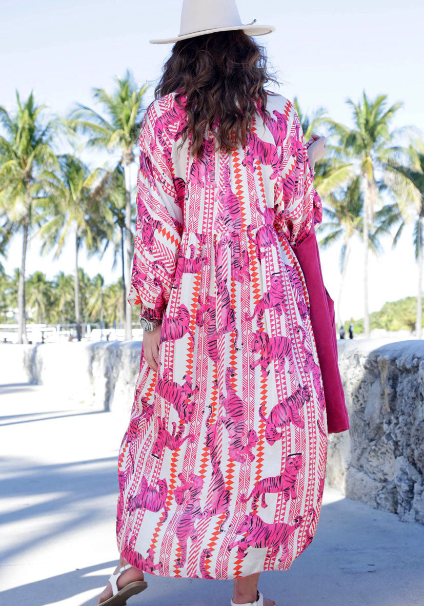Miss Goodlife - Viscose Satin Dress Pink Tiger
