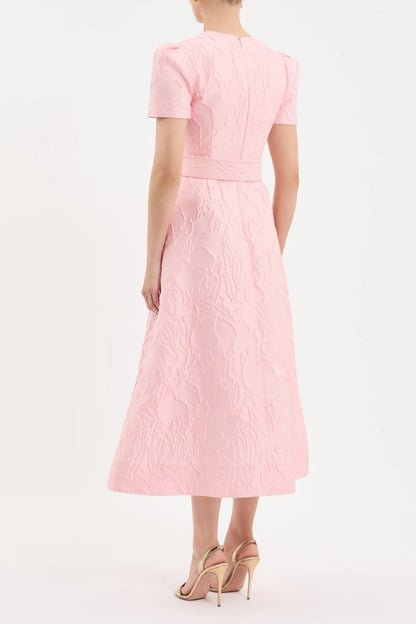 Rebecca Vallance - Helmsley Short Sleeve Midi Dress Pink