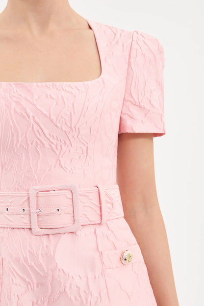 Rebecca Vallance - Helmsley Short Sleeve Midi Dress Pink