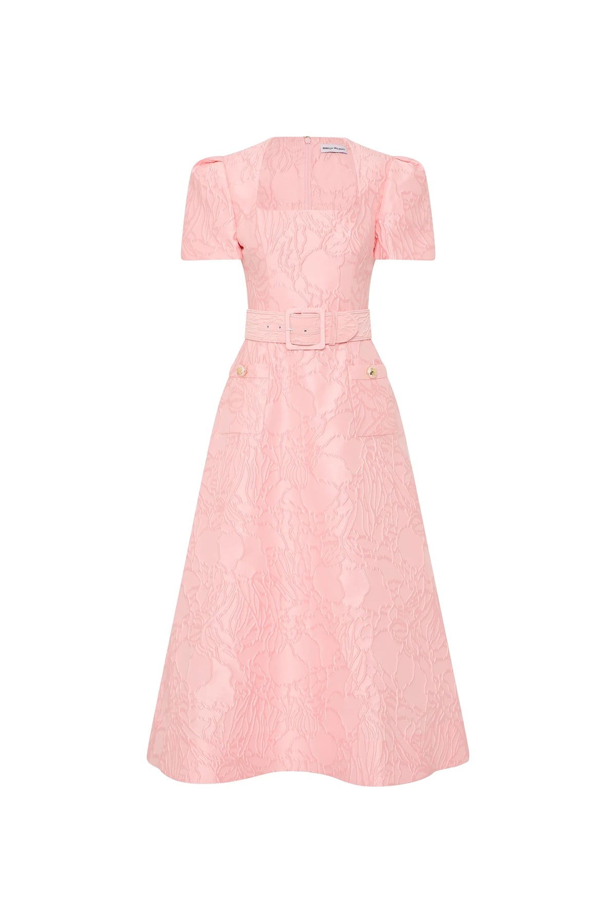 Rebecca Vallance - Helmsley Short Sleeve Midi Dress Pink