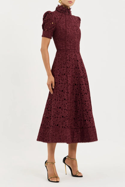 Rebecca Vallance - Kitsu Short Sleeve Midi Dress Merlot