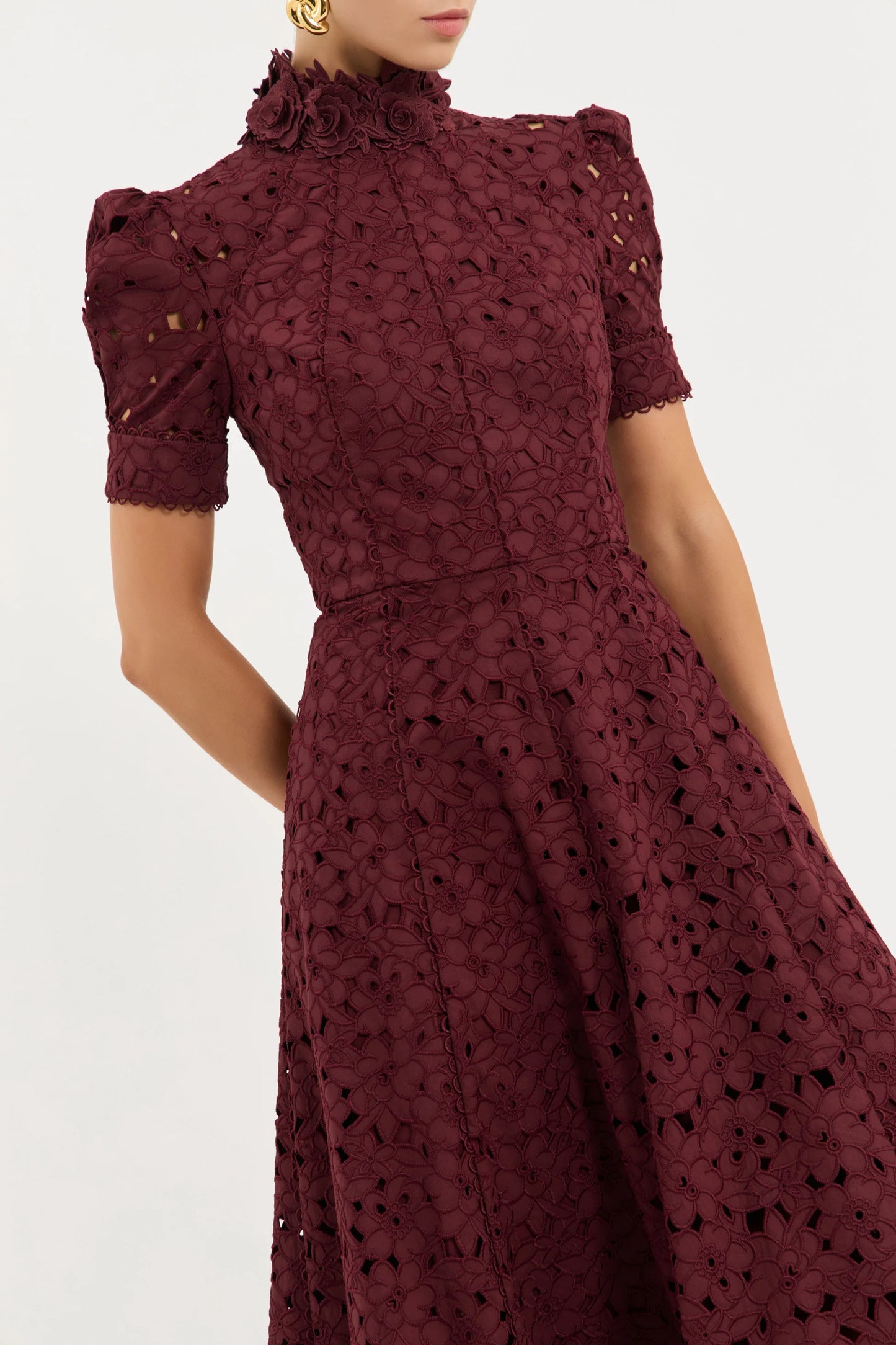 Rebecca Vallance - Kitsu Short Sleeve Midi Dress Merlot